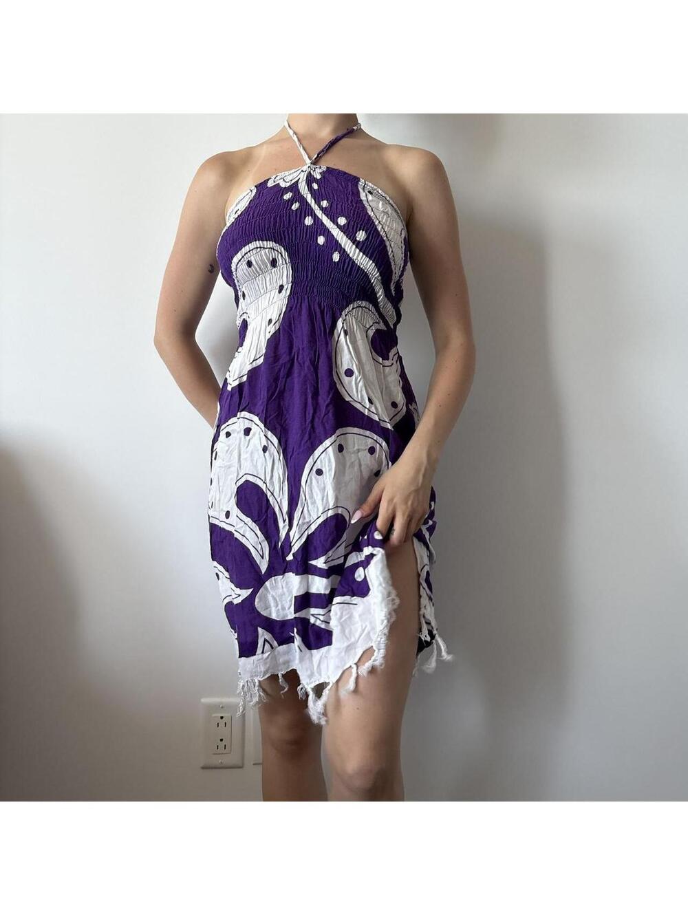 Women's Purple Halter Dress